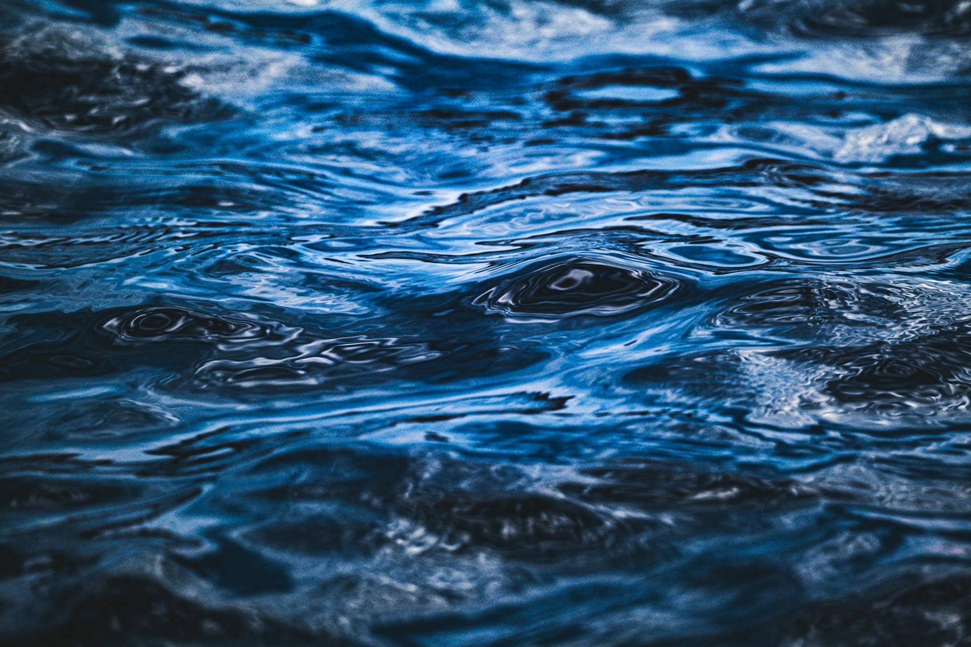 Close up of rippling blue water